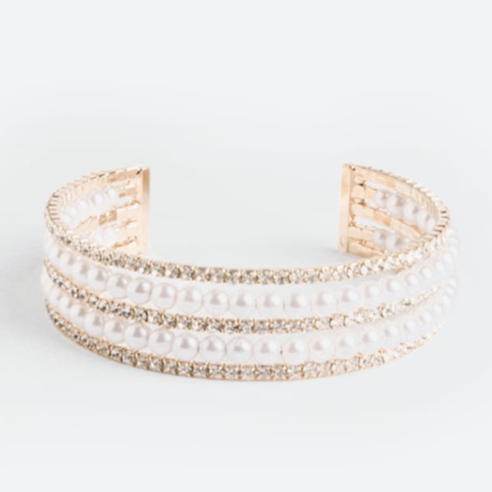 Zaxie by Stephanie Taylor Rylee Pearl Cuff Bracelet in White